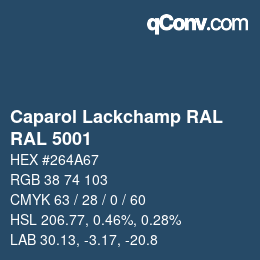 Código de color: Caparol Lackchamp RAL - RAL 5001 | qconv.com