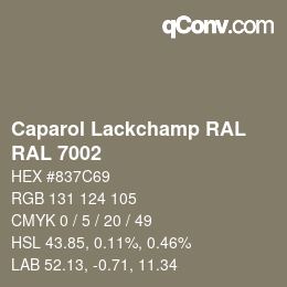 Código de color: Caparol Lackchamp RAL - RAL 7002 | qconv.com