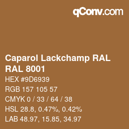 カラーコード: Caparol Lackchamp RAL - RAL 8001 | qconv.com
