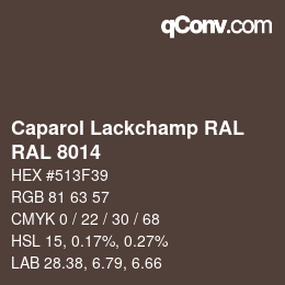 Color code: Caparol Lackchamp RAL - RAL 8014 | qconv.com