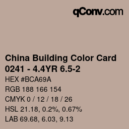 カラーコード: China Building Color Card - 0241 - 4.4YR 6.5-2 | qconv.com