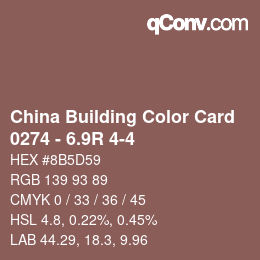 カラーコード: China Building Color Card - 0274 - 6.9R 4-4 | qconv.com