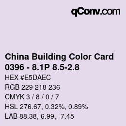 Farbcode: China Building Color Card - 0396 - 8.1P 8.5-2.8 | qconv.com