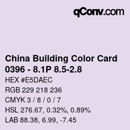 カラーコード: China Building Color Card - 0396 - 8.1P 8.5-2.8 | qconv.com