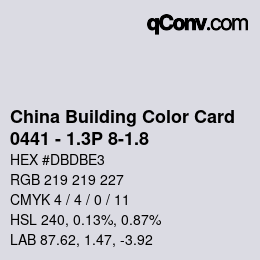 カラーコード: China Building Color Card - 0441 - 1.3P 8-1.8 | qconv.com