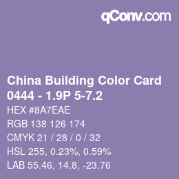 カラーコード: China Building Color Card - 0444 - 1.9P 5-7.2 | qconv.com