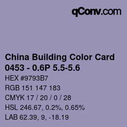 カラーコード: China Building Color Card - 0453 - 0.6P 5.5-5.6 | qconv.com