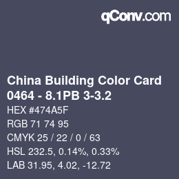 カラーコード: China Building Color Card - 0464 - 8.1PB 3-3.2 | qconv.com
