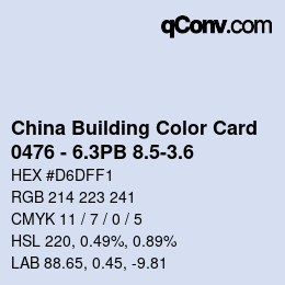 カラーコード: China Building Color Card - 0476 - 6.3PB 8.5-3.6 | qconv.com