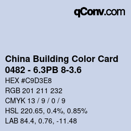 カラーコード: China Building Color Card - 0482 - 6.3PB 8-3.6 | qconv.com