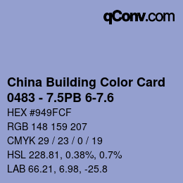カラーコード: China Building Color Card - 0483 - 7.5PB 6-7.6 | qconv.com