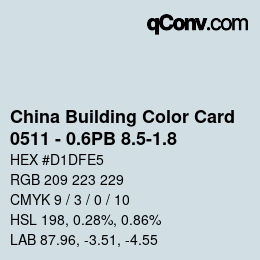 カラーコード: China Building Color Card - 0511 - 0.6PB 8.5-1.8 | qconv.com