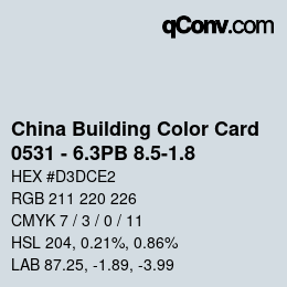 カラーコード: China Building Color Card - 0531 - 6.3PB 8.5-1.8 | qconv.com
