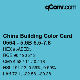 カラーコード: China Building Color Card - 0564 - 5.6B 6.5-7.8 | qconv.com