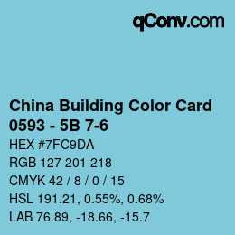 カラーコード: China Building Color Card - 0593 - 5B 7-6 | qconv.com