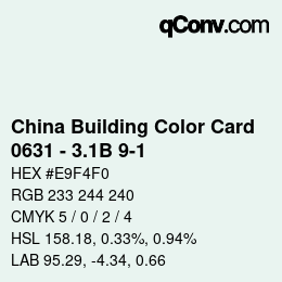 カラーコード: China Building Color Card - 0631 - 3.1B 9-1 | qconv.com