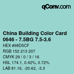カラーコード: China Building Color Card - 0646 - 7.5BG 7.5-3.6 | qconv.com