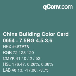 カラーコード: China Building Color Card - 0654 - 7.5BG 4.5-3.6 | qconv.com