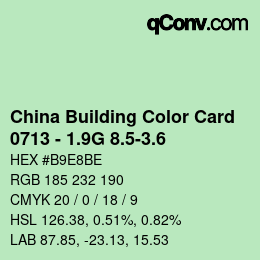 Code couleur: China Building Color Card - 0713 - 1.9G 8.5-3.6 | qconv.com