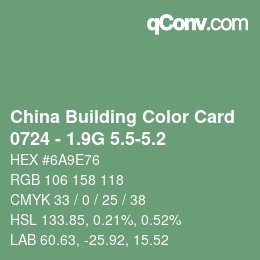 カラーコード: China Building Color Card - 0724 - 1.9G 5.5-5.2 | qconv.com