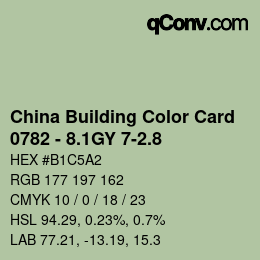 カラーコード: China Building Color Card - 0782 - 8.1GY 7-2.8 | qconv.com