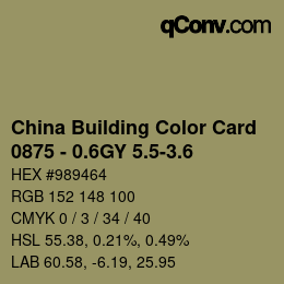 カラーコード: China Building Color Card - 0875 - 0.6GY 5.5-3.6 | qconv.com