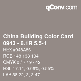 カラーコード: China Building Color Card - 0943 - 8.1R 5.5-1 | qconv.com