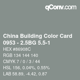 カラーコード: China Building Color Card - 0953 - 2.5BG 5.5-1 | qconv.com