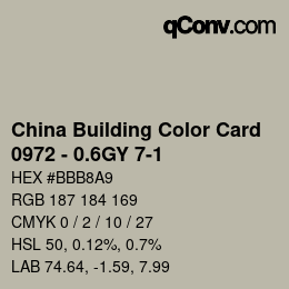 カラーコード: China Building Color Card - 0972 - 0.6GY 7-1 | qconv.com