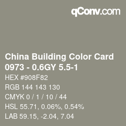 カラーコード: China Building Color Card - 0973 - 0.6GY 5.5-1 | qconv.com