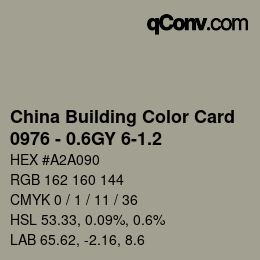 カラーコード: China Building Color Card - 0976 - 0.6GY 6-1.2 | qconv.com