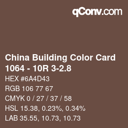 カラーコード: China Building Color Card - 1064 - 10R 3-2.8 | qconv.com
