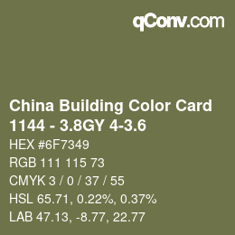 カラーコード: China Building Color Card - 1144 - 3.8GY 4-3.6 | qconv.com