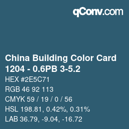 カラーコード: China Building Color Card - 1204 - 0.6PB 3-5.2 | qconv.com