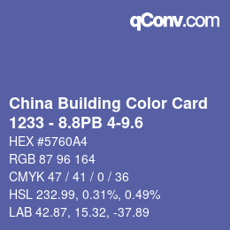 カラーコード: China Building Color Card - 1233 - 8.8PB 4-9.6 | qconv.com