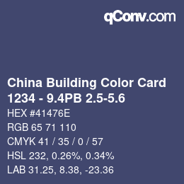カラーコード: China Building Color Card - 1234 - 9.4PB 2.5-5.6 | qconv.com