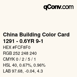 カラーコード: China Building Color Card - 1291 - 0.6YR 9-1 | qconv.com