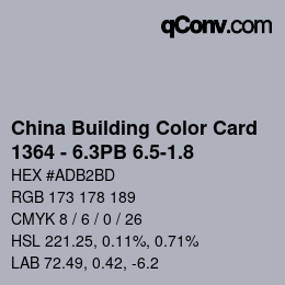 カラーコード: China Building Color Card - 1364 - 6.3PB 6.5-1.8 | qconv.com