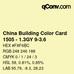 カラーコード: China Building Color Card - 1505 - 1.3GY 9-3.6 | qconv.com