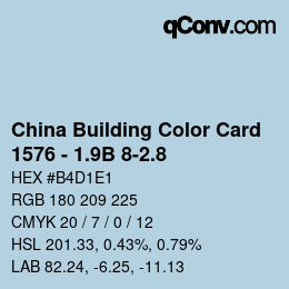 カラーコード: China Building Color Card - 1576 - 1.9B 8-2.8 | qconv.com