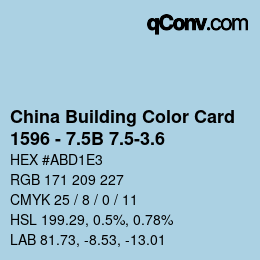 カラーコード: China Building Color Card - 1596 - 7.5B 7.5-3.6 | qconv.com