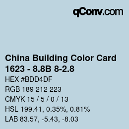 カラーコード: China Building Color Card - 1623 - 8.8B 8-2.8 | qconv.com