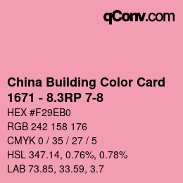 カラーコード: China Building Color Card - 1671 - 8.3RP 7-8 | qconv.com
