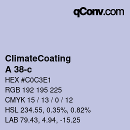 Code couleur: ClimateCoating - A 38-c | qconv.com