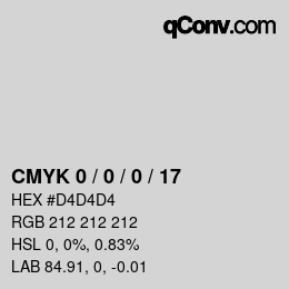 カラーコード: CMYK 0 / 0 / 0 / 17 | qconv.com