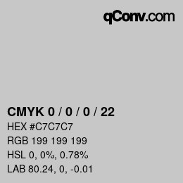 Code couleur: CMYK 0 / 0 / 0 / 22 | qconv.com