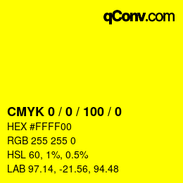 颜色代码: CMYK 0 / 0 / 100 / 0 | qconv.com