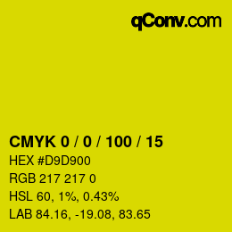 Color code: CMYK 0 / 0 / 100 / 15 | qconv.com