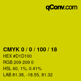 Color code: CMYK 0 / 0 / 100 / 18 | qconv.com