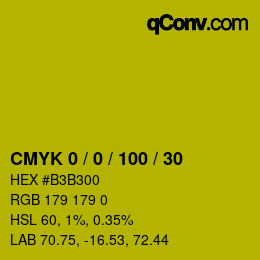 Code couleur: CMYK 0 / 0 / 100 / 30 | qconv.com